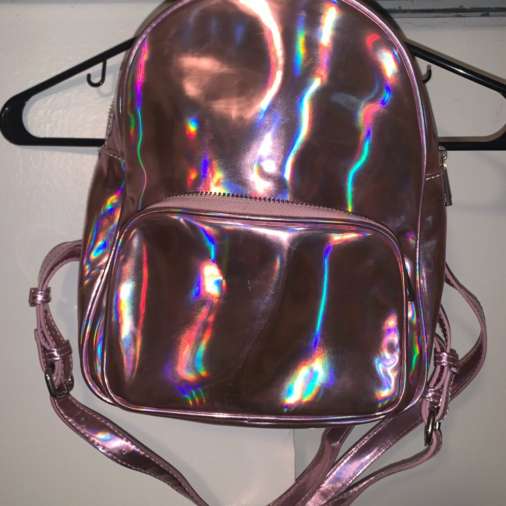 Forever 21 pink holographic mini backpack